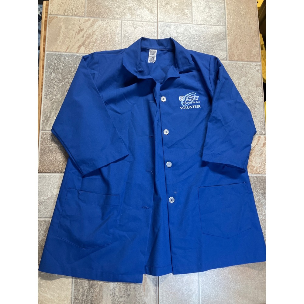 O'Connor Hospital Volunteer Blue Lab Coat Jacket Size‎ Large